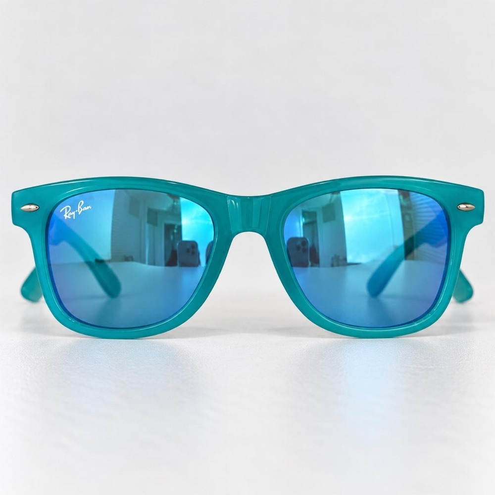 Ray-Ban Turquoise Blue Mirrored Wayfarer Sunglasses